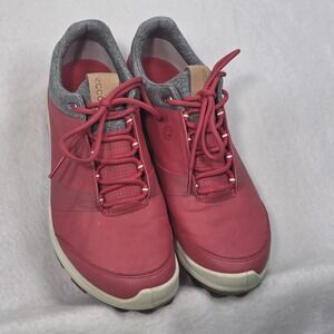 Ecco Shoes Womens 8 W Biom Hybrid 3 Gtx Lace Up Low Golf Sneakers Pink Leather